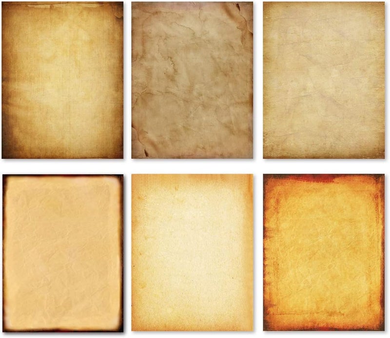Kidepoch 60 Pack Antique Stationery Paper - Old Fashion Aged Classic Vintage Assorted Design – Double-side Parchment Paper - Perfect for Certificate, Crafting, Invitations & other Art Projects - 8.5x11 Inches - Image 1